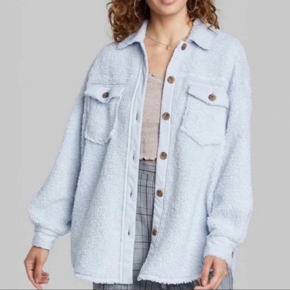 wild fable Jackets & Blazers - Wild Fable Sherpa Shacket - Light Blue